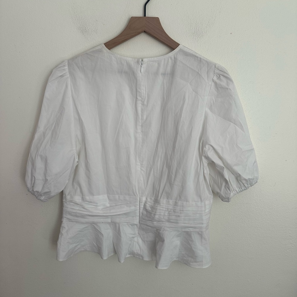 Veronica Beard Arvilla Crisscross CHIC BOHO Top White Cotton Women SZ 12 NWT AC - Picture 4 of 8